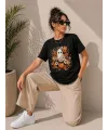 Balkabağı Hayalet Baskılı Tişört Kısa Kol Yazlık T-Shirt - Siyah