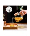 Bambu Kapaklı Borosilikat Cam Demlik 1000ml Royaleks-CM-2000