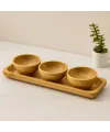 Bambu Lokumluk ve Çerezlik Seti 3lü Sunum Tepsili (6 cm)