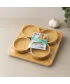 Bambu Tepsili 4lü Çerezlik Lokumluk Kase Seti - 22x22 cm