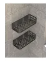 Banyo Duş Rafı 2li Yapışkanlı Ve Deliksiz Duş Organizer Suya Dayanıklı Siyah Raf