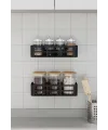 Banyo Duş Rafı 2li Yapışkanlı Ve Deliksiz Duş Organizer Suya Dayanıklı Siyah Raf