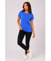 Basic Bisiklet Yaka Yazlık Slim Fit T-Shirt - Mavi - Hardal Sarısı