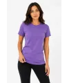 Basic Bisiklet Yaka Yazlık Slim Fit T-Shirt - Mor - Petrol Mavisi