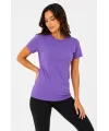 Basic Bisiklet Yaka Yazlık Slim Fit T-Shirt - Mor - Petrol Mavisi
