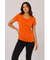 Basic Bisiklet Yaka Yazlık Slim Fit T-Shirt - Mor  - Turuncu