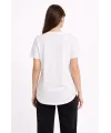Basic T-Shirt Kısa Kol Bisiklet Yaka Oval Kesim Tişört - Beyaz
