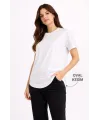 Basic T-Shirt Kısa Kol Bisiklet Yaka Oval Kesim Tişört - Beyaz