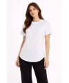 Basic T-Shirt Kısa Kol Bisiklet Yaka Oval Kesim Tişört - Beyaz