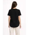 Basic T-Shirt Kısa Kol Bisiklet Yaka Oval Kesim Tişört - Siyah