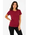 Basic Tişört Bisiklet Yaka Kısa Kol Günlük Yazlık Slim Fit T-Shirt - Bordo