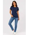 Basic Tişört Bisiklet Yaka Kısa Kol Günlük Yazlık Slim Fit T-Shirt - Lacivert
