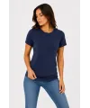 Basic Tişört Bisiklet Yaka Kısa Kol Günlük Yazlık Slim Fit T-Shirt - Lacivert