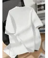 Baskılı Oversize Bisiklet Yaka T-shirt - Beyaz
