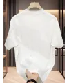 Baskılı Oversize Bisiklet Yaka T-shirt - Beyaz