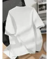 Baskılı Oversize Bisiklet Yaka T-shirt - Beyaz