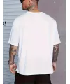 Baskılı Oversize Bisiklet Yaka T-shirt - Beyaz