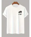 Baskılı Oversize Bisiklet Yaka T-shirt - Beyaz