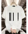 Baskılı Oversize Bisiklet Yaka T-shirt - Beyaz