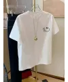 Baskılı Oversize Bisiklet Yaka T-shirt - Beyaz