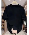 Baskılı Oversize Bisiklet Yaka T-shirt - Beyaz