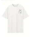Baskılı Oversize Bisiklet Yaka T-shirt - Beyaz
