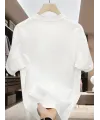 Baskılı Oversize Bisiklet Yaka T-shirt - Beyaz