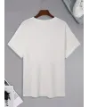 Baskılı Oversize Bisiklet Yaka T-shirt - Beyaz