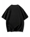 Baskılı Oversize Bisiklet Yaka T-shirt - Siyah