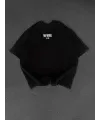Baskılı Oversize Bisiklet Yaka T-shirt - Siyah