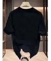 Baskılı Oversize Bisiklet Yaka T-shirt - Siyah