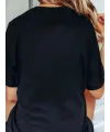 Baskılı Oversize Bisiklet Yaka T-shirt - Siyah