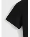 Baskılı Oversize Bisiklet Yaka T-shirt - Siyah