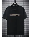 Baskılı Oversize Bisiklet Yaka T-shirt - Siyah