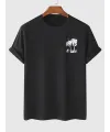 Baskılı Oversize Bisiklet Yaka T-shirt - Siyah