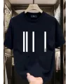 Baskılı Oversize Bisiklet Yaka T-shirt - Siyah
