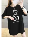 Baskılı Oversize Bisiklet Yaka T-shirt - Siyah