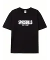 Baskılı Oversize Bisiklet Yaka T-shirt - Siyah
