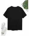 Baskılı Oversize Bisiklet Yaka T-shirt - Siyah