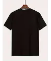 Baskılı Oversize Bisiklet Yaka T-shirt - Siyah