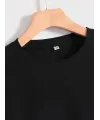 Baskılı Oversize Bisiklet Yaka T-shirt - Siyah