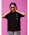 Baskılı Oversize T-shirt - Siyah