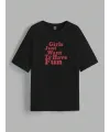 Baskılı Oversize T-shirt - Siyah