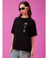 Baskılı Oversize T-shirt - Siyah