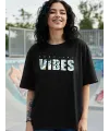 Baskılı Oversize T-shirt - Siyah