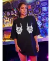 Baskılı Oversize T-shirt - Siyah