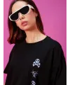 Baskılı Oversize T-shirt - Siyah