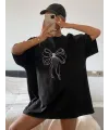 Baskılı Oversize T-shirt - Siyah