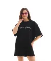 Baskılı T-Shirt Kısa Kol Bisiklet Yaka Regular Rahat Kalıp Günlük Tişört - Siyah