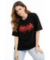 Baskılı T-Shirt Yazlık Kısa Kol Bisiklet Yaka Rahat Kalıp Tişört - Siyah